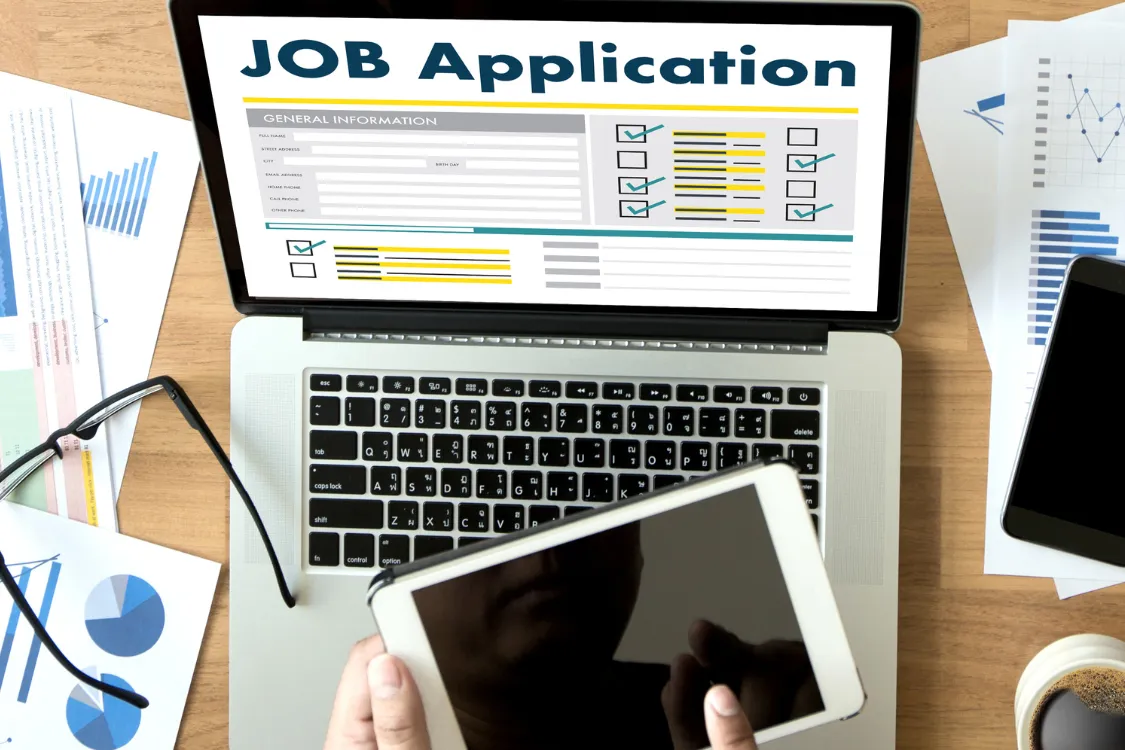 Digital hiring tools with job application form and performance analytics.