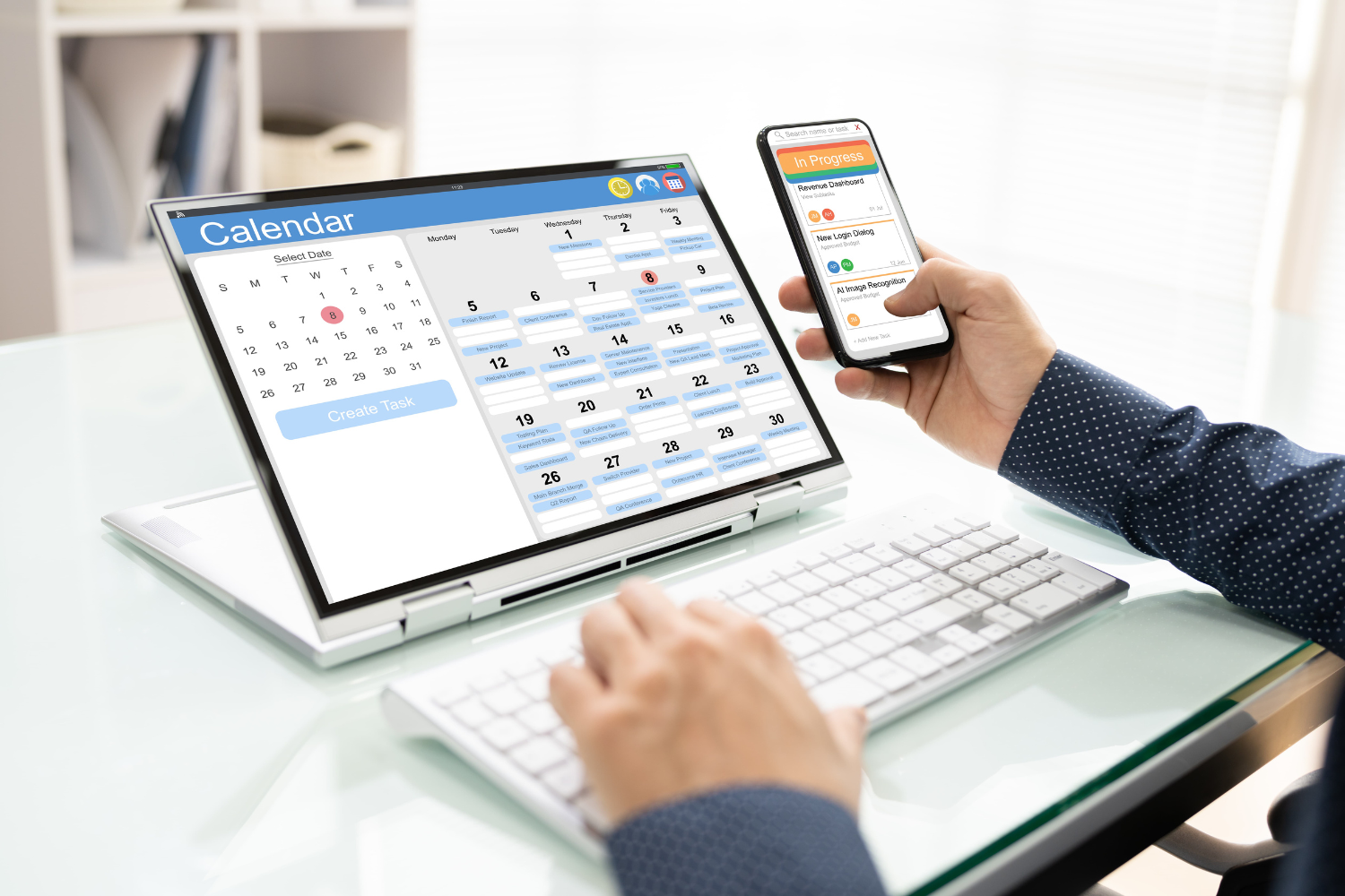 User interface mockup of a calendar scheduling tool.