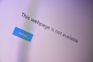 Screenshot showing a "webpage not available" internet error during remote work