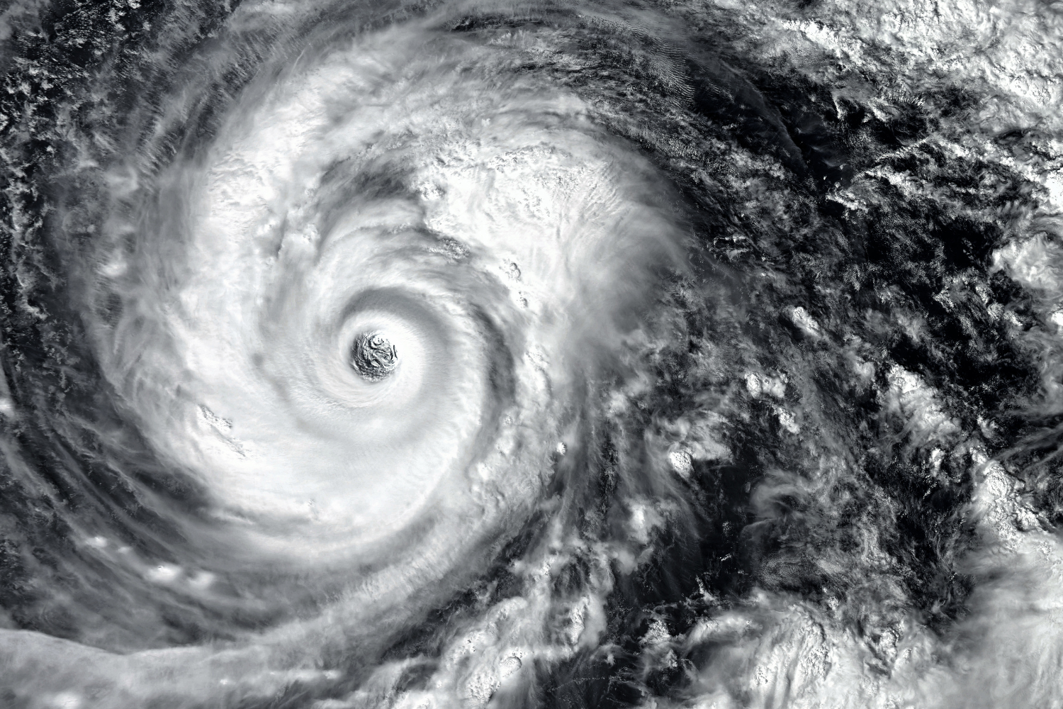 A satellite image of the eye of a typhoon.